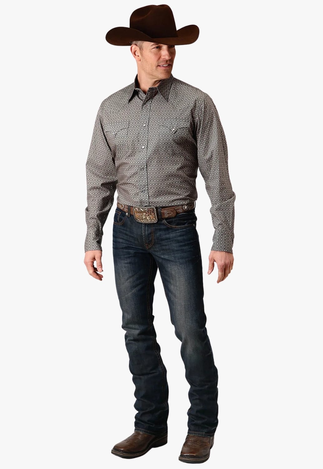 Roper CLOTHING-Mens Long Sleeve Shirts Roper Mens West Made Collection Long Sleeve Shirt