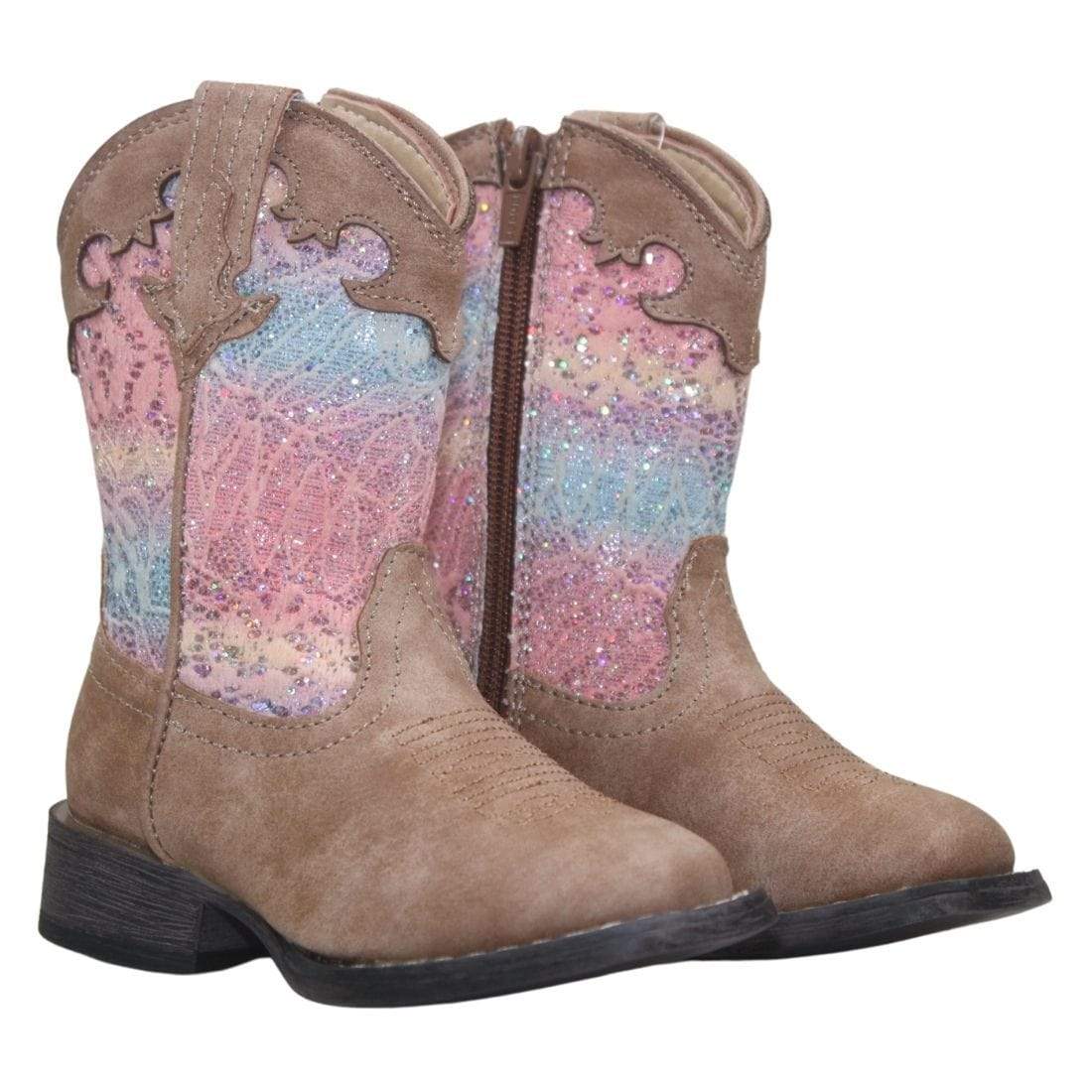 Roper FOOTWEAR - Kids Western Boots Roper Toddler Glitter Lace Top Boot