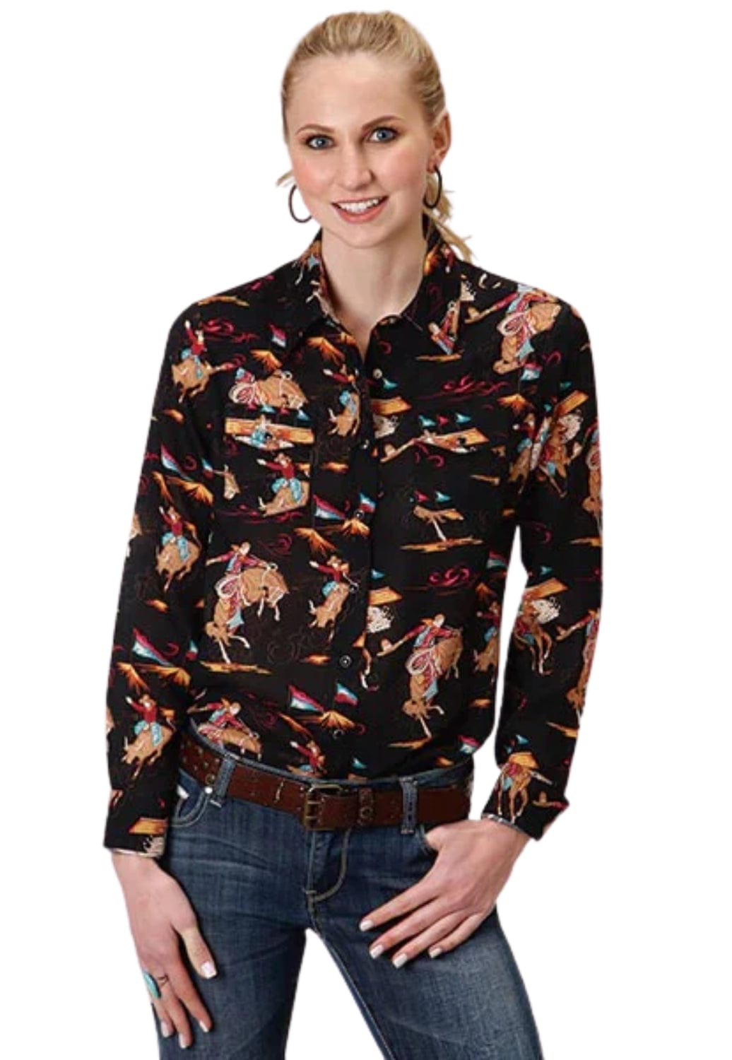 Roper CLOTHING-Womens Long Sleeve Shirts Roper Womens Five Star Collection Long Sleeve Shirt