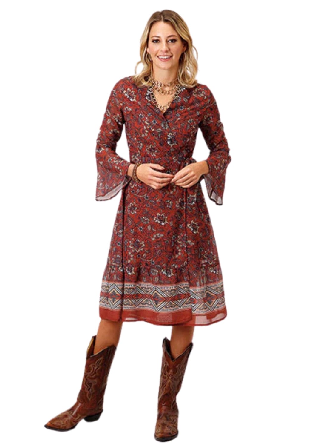 Roper CLOTHING-Womens Dresses Roper Womens Studio West Long Sleeve Dress