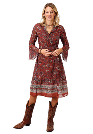 Roper CLOTHING-Womens Dresses Roper Womens Studio West Long Sleeve Dress