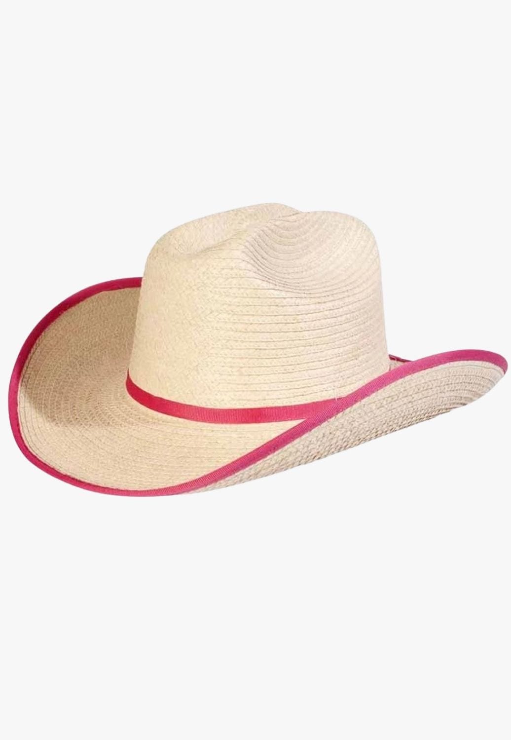 Sunbody HATS - Straw OSFA / Shocking Pink Sunbody Kids Cattleman Bound Guat Hat Pink