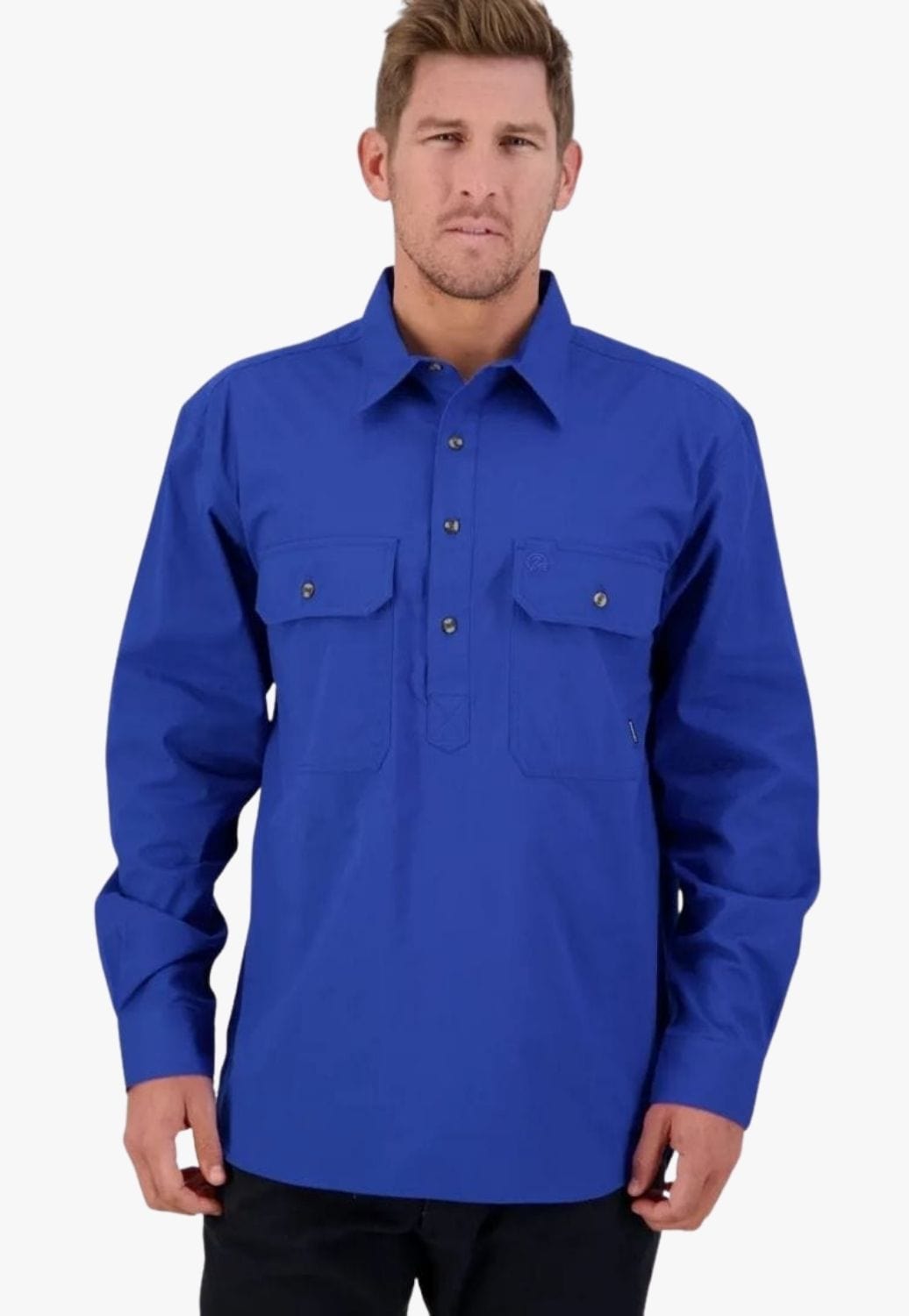 Swanndri CLOTHING-Mens Long Sleeve Shirts Swanndri Mens Bendigo Closed Front Work Shirt