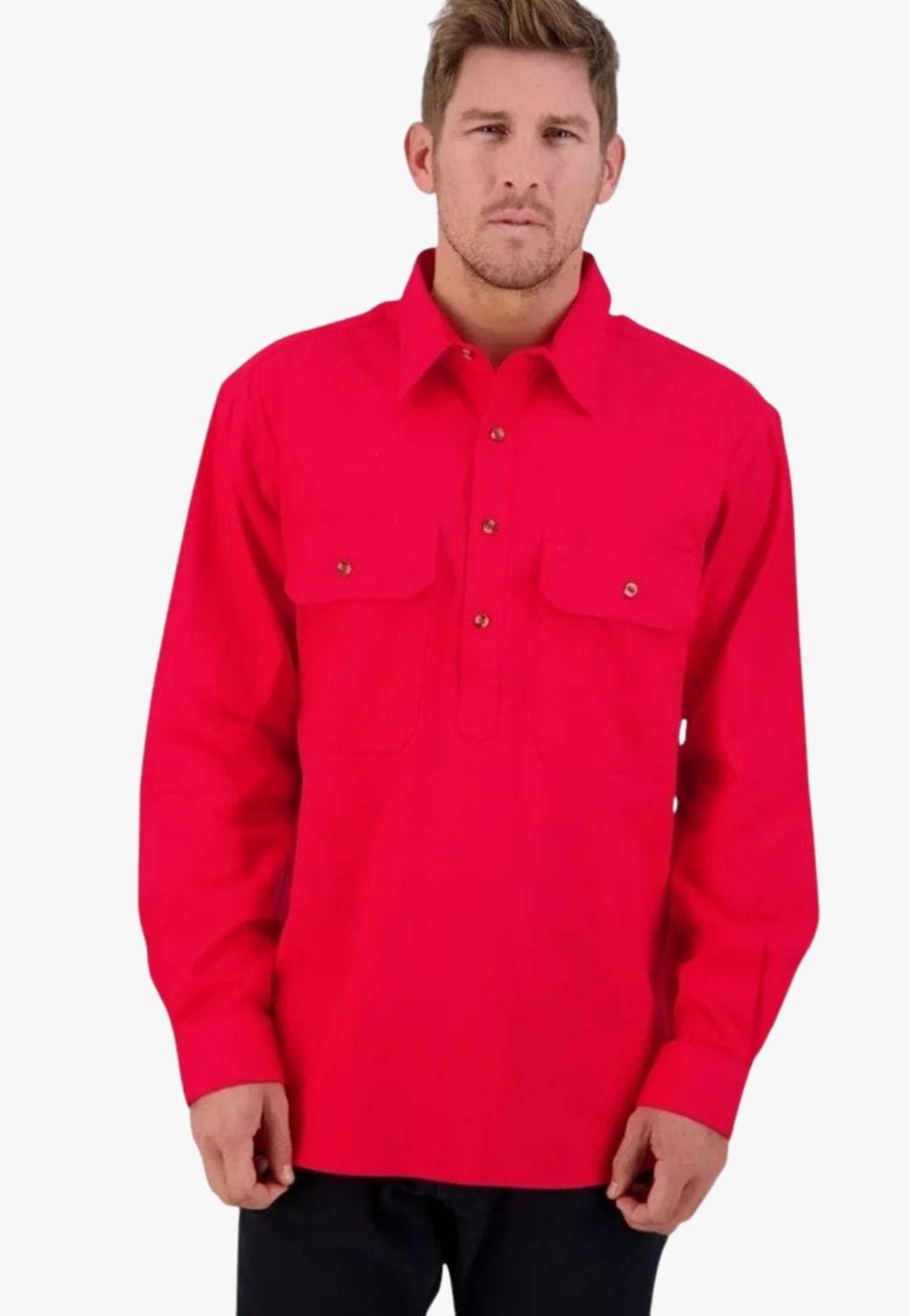 Swanndri CLOTHING-Mens Long Sleeve Shirts Swanndri Mens Bendigo Closed Front Work Shirt