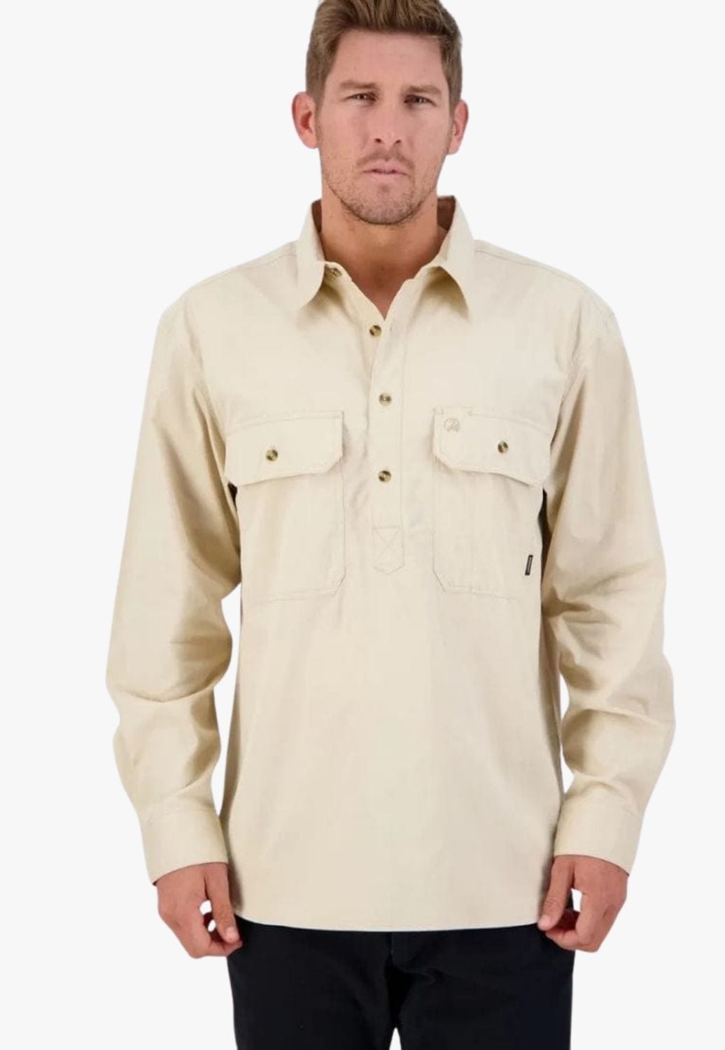 Swanndri CLOTHING-Mens Long Sleeve Shirts Swanndri Mens Bendigo Closed Front Work Shirt