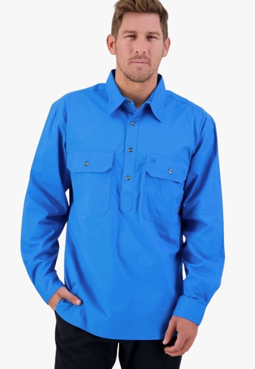 Swanndri CLOTHING-Mens Long Sleeve Shirts Swanndri Mens Bendigo Closed Front Work Shirt