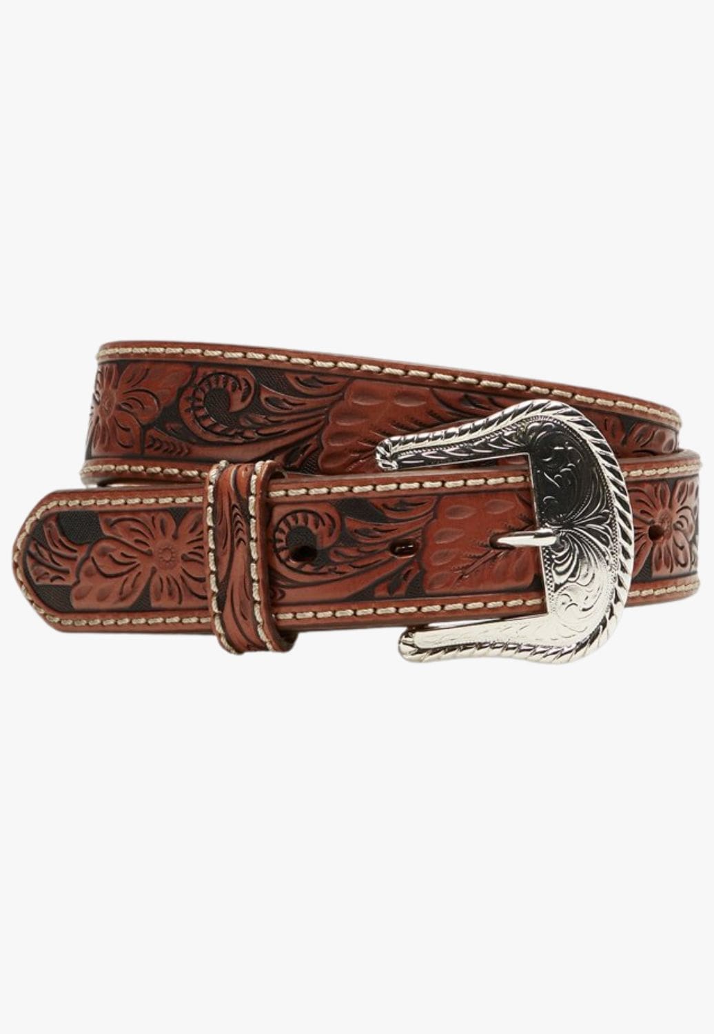 Tony Lama CLOTHING-Mens Belts & Braces Tony Lama Mens Tooled Floral Belt