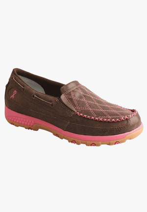 Twisted X FOOTWEAR - Womens Casual Twisted X Womens Pink Ribbon Diamond Slip On Moc
