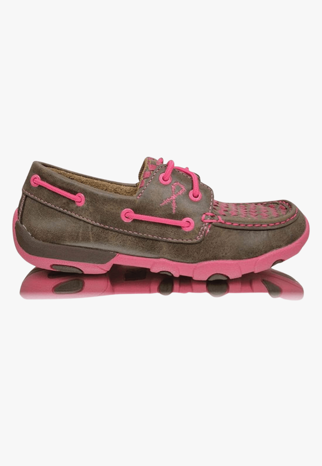 Twisted X FOOTWEAR - Womens Casual Twisted X Womens Pink Ribbon Slip On Boat Moc
