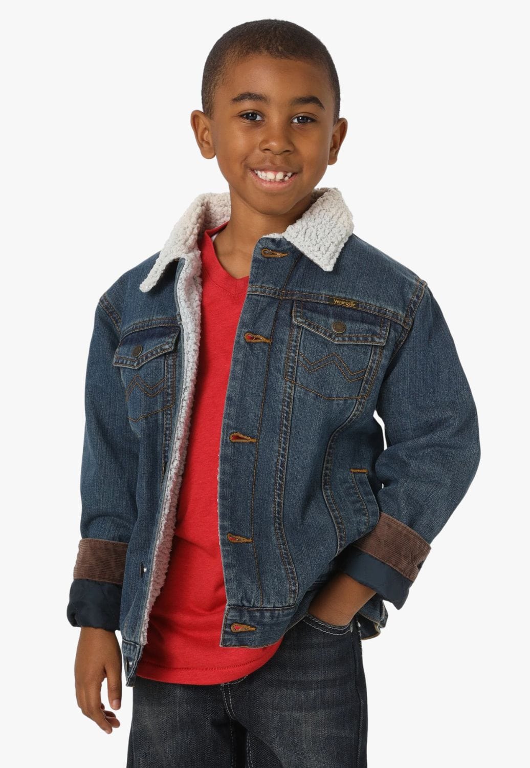 Wrangler CLOTHING-Boys Jackets Wrangler Boys Sherpa Lined Denim Jacket