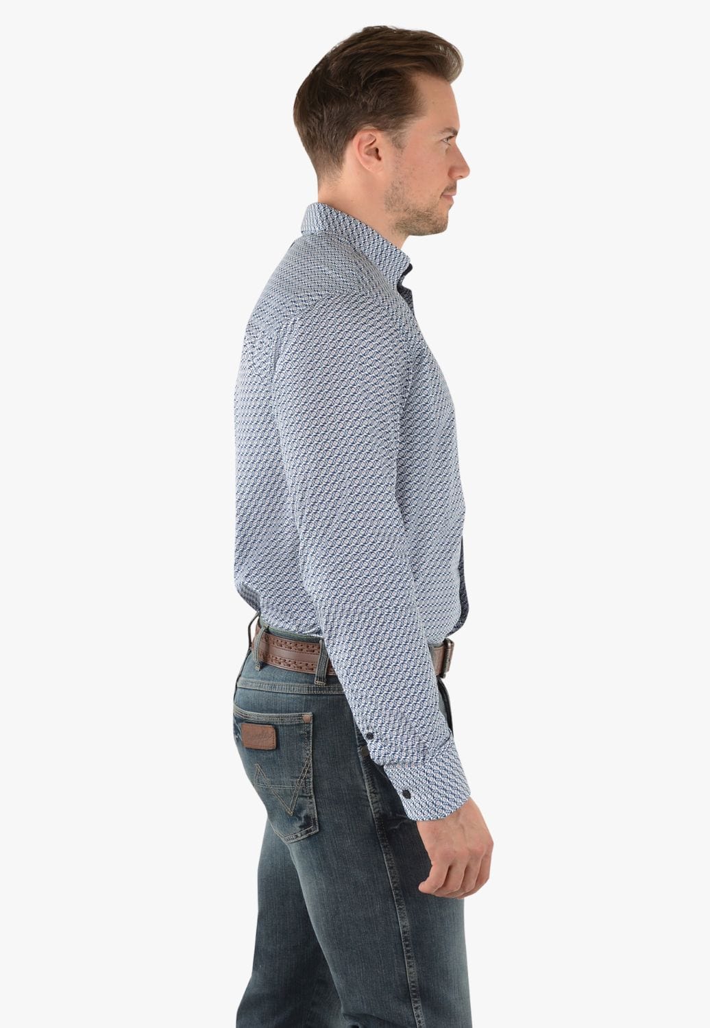 Wrangler CLOTHING-Mens Long Sleeve Shirts Wrangler Mens Porter Print Long Sleeve Shirt