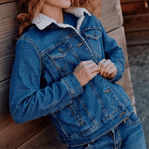 Wrangler CLOTHING-Womens Jackets Wrangler Womens Sherpa Lined denim Jacket
